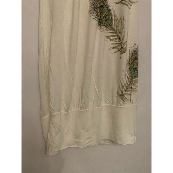 Forever 21 Tank Top Peacock Feather Design Boho Sleeveless Y2K  Medium FLAWED - Picture 4 of 16
